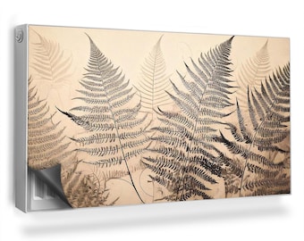 Natural Fern Pattern, Light Warm Background Heating Cover, Beige Magnetic Printed Mat, Radiator Cover, Cover For The Radiator