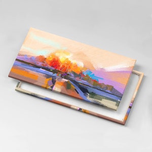 Abstract painting - colorful tree Canvas, Wall Art Picture, Orange Wall Decoration, Abstraction Canvas Art