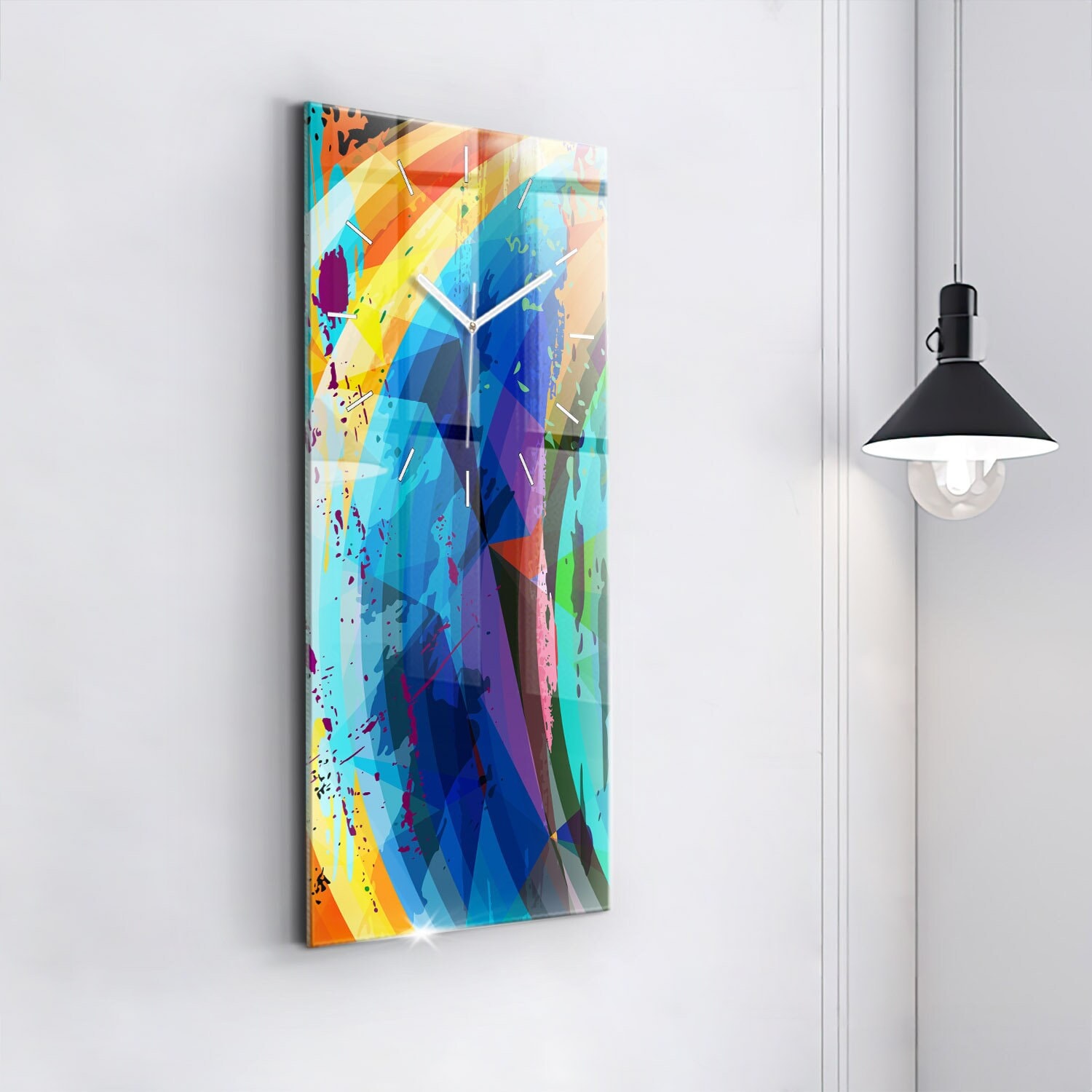 Abstract Background Printed Clock, Multicolour Glass Clock, Abstract ...