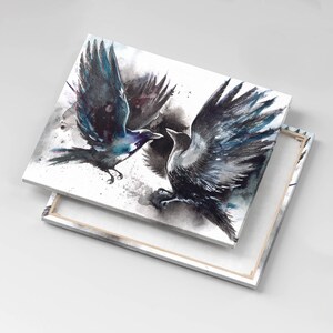 Painted birds Canvas, Wall Art Picture, Black Wall Decoration, Animals Canvas Art