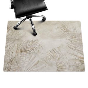 Delicate Leaves Background Desk Chair Mat, Beige Computer Chair Mat, Office Chair Mat, Plants Chair Mat, Gaming Chair Floor Protector
