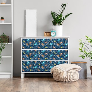 Underwater world Furniture Veneer, Texture Adhesive Foils, Kids Furniture Covering, Multicolor Furniture Decals, Waterproof Sticker