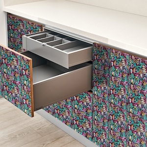 Birthday accessories Furniture Veneer, Texture Adhesive Foils, Food Furniture Covering, Multicolor Furniture Decals, Waterproof Sticker