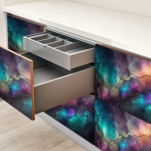 Space marble Furniture Veneer, Texture Adhesive Foils, Texture Furniture Covering, Multicolor Furniture Decals, Waterproof Sticker