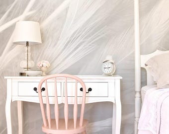 Feather Mural - removable wallpaper, wall covering, self adhesive, repositionable, renters, design, peel and stick, nursery wallpaper #37