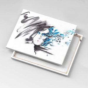Woman face abstraction Canvas, Picture Wall Hanging, White Wall Art, Abstraction Canvas Painting