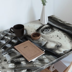 Woman with a plume Furniture Veneer, Texture Adhesive Foils, Abstraction Furniture Covering, Gray Furniture Decals, Waterproof Sticker