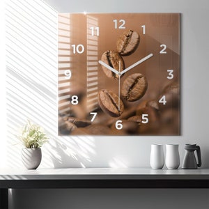 Abstract colors Glass Clock, Brown Modern Wall Clock, Food Minimalistic Clock, Custom Wall Clock, Numbers or Lines Collection
