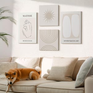 Set Of 4 Canvas Prints - Stylish Lines And Minimalist Shapes In Neutral Tones, Beige Picture Canvas Print, Artwork Hanging Piece