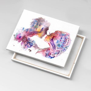 Two bodies - one soul Canvas, Wall Art Picture, Pink Wall Decoration, Abstraction Canvas Art