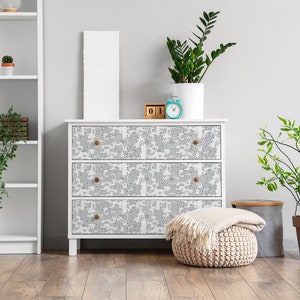Retro Baroque pattern Furniture Veneer, Texture Adhesive Foils, Texture Furniture Covering, Gray Furniture Decals, Waterproof Sticker