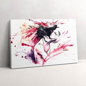 Abstraction two people Canvas, Wall Art Picture, Pink Wall Decoration, Abstraction Canvas Art