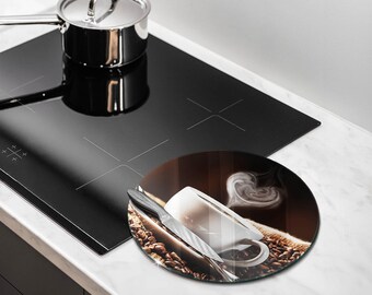 Coffee And Cup Cutting Board, Tempered Glass Chopping Board, Brown Kitchen Decorations, Large Chopping Board, Round Cutting Board