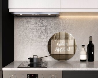 Guten Apetit Boards Cutting Board, Tempered Glass Chopping Board, Brown Kitchen Decorations, Large Chopping Board, Round Cutting Board