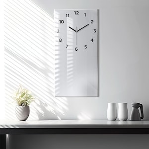 Dark white color Hanging Clock, White Glass Clock, Solid color Printed Clock, Custom Wall Clock, Numbers or Lines Collection