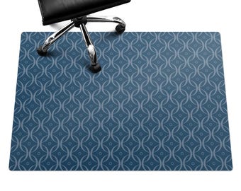 Protector de suelo para silla con estampado geométrico, alfombrilla para silla de escritorio azul marino, alfombrilla para silla de ordenador, alfombrilla para silla de oficina con estampado, alfombrilla para silla
