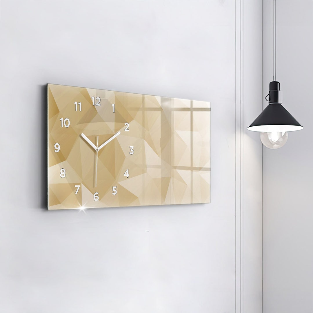 Triangles Abstraction Wall Clock, Blue Glass Clock, Abstract Modern ...