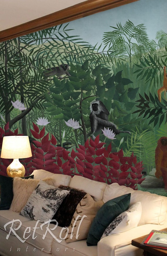Tropical Forest - removable wallpaper, wall covering, exotic, wild, wildlife, trees, wood, animals, monkey, mist, nature, asia, amazon #67