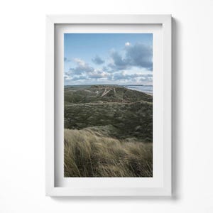 Mountain Landscape Of Meadows And Grass Art Print, Landscape Painting in Frame, Brown Wall Art, Home Decorations