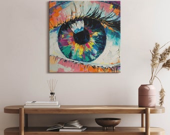 The pupil of a human eye Canvas, Wall Art Picture, Multicolor Wall Decoration, Abstraction Canvas Art