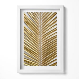 Gold Leaf Glamour Illustration in Frame , Flowers and plants Print in Frame, Brown Wall Art, Home Decorations