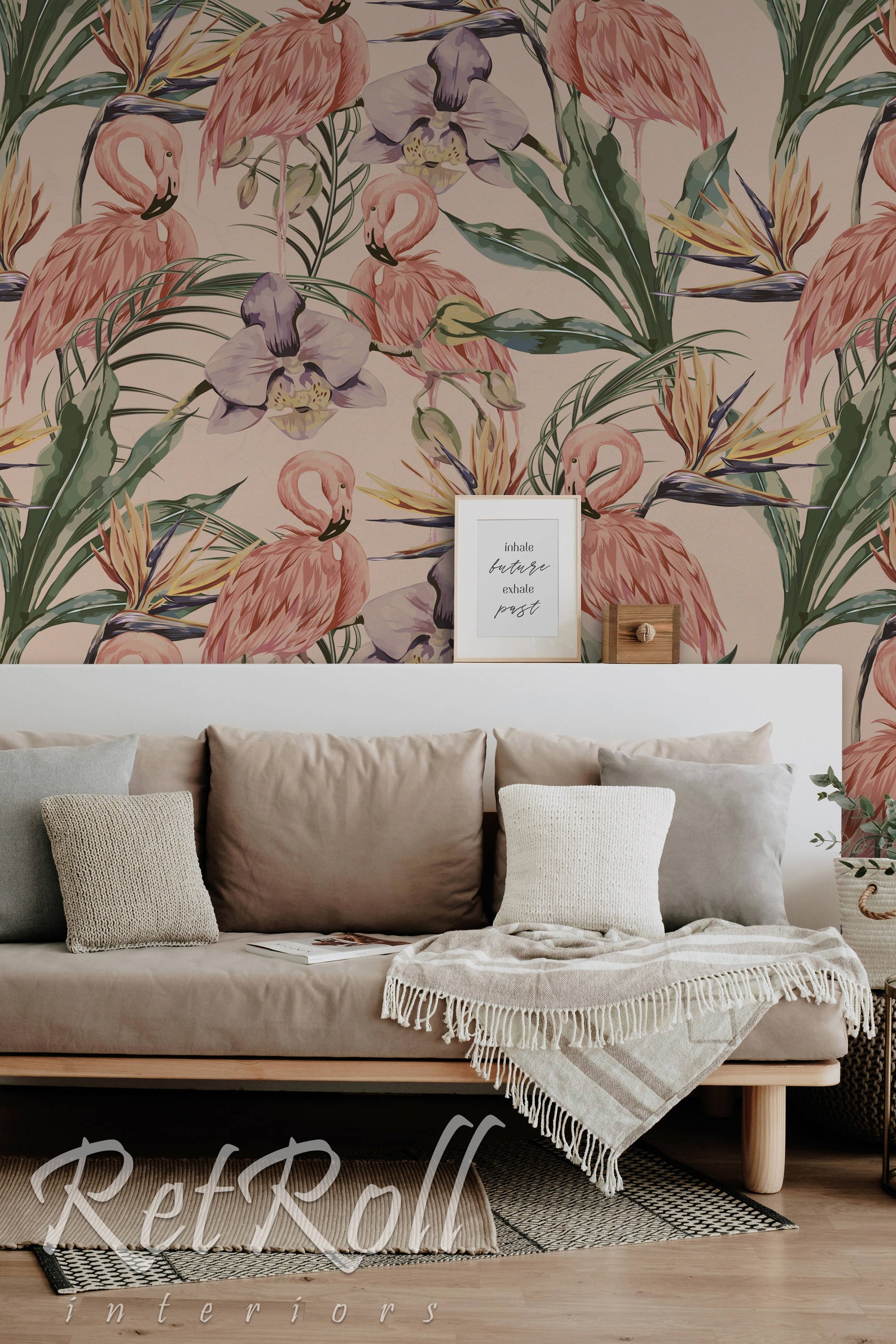 Tropical Flamingo Removable Wallpaper Wall Covering Self Etsy