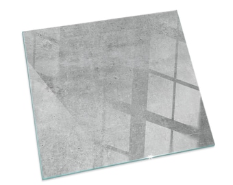 Raw Concrete Texture Rectangular Stove Hearth Plate, Gray Fireplace Decoration, Glass Fireplace Floor Plate, Modern Fireplace Hearth