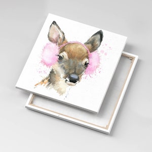 Forest deer Canvas, Wall Art Picture, White Wall Decoration, Animals Canvas Art