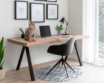 Tapete para silla de oficina con líneas onduladas, tapete azul marino, protector de suelo para silla de oficina, protector de suelo para silla con estampado, tapete para silla de escritorio
