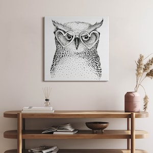 Hand-drawn illustrations Canvas, Picture Wall Hanging, Black and white Wall Art, Animals Canvas Painting