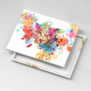 Wild Cat Colorful abstraction Canvas, Wall Art Picture, Multicolor Wall Decoration, Abstraction Canvas Art