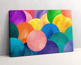 Abstract circles Canvas, Wall Art Picture, Multicolor Wall Decoration, Abstraction Canvas Art