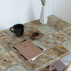 Old tiles Furniture Veneer, Texture Adhesive Foils, Texture Furniture Covering, Beige Furniture Decals, Waterproof Sticker