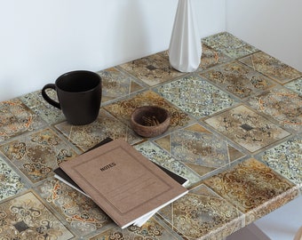 Alte Fliesen Möbelfurnier, Fliesenaufkleber, Fliesenaufkleber, Selbstklebende Möbelfolie, Beige Möbelaufkleber