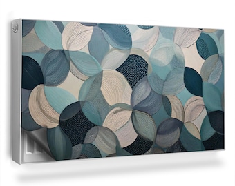 Many Overlapping Circles Heating Cover, Blue Magnetic Printed Mat, Radiator Cover, Cover For The Radiator
