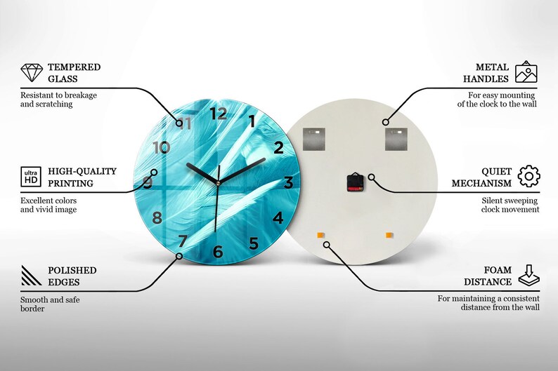 Reloj de cristal de abstracción, reloj de pared moderno negro, reloj minimalista abstracto, reloj personalizado, números o líneas imagen 9