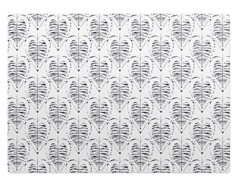 Alfombrilla para silla de oficina con diseño de hojas simétricas retro, alfombrilla en escala de grises, protector de suelo para silla de oficina, protector de suelo para silla con estampado, alfombrilla para silla de escritorio