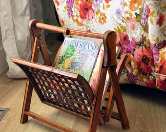 Bamboo Rattan Magazine Rack | Mid Century Boho Coastal Organizer - Etsy