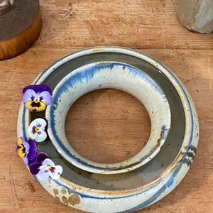 Handmade Ceramic Pansy Ring Vase – Bodil Peterson Studio Pottery – Ikebana – Wabi-Sabi Minimalist Centerpiece