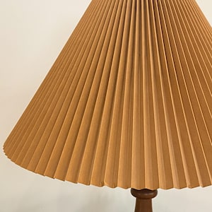 Vintage Pleated Parchment Lamp Shade — Mid Century Modern Ochre Empire Shade — 23&quot; Wide Teak Lamp Shade Replacement