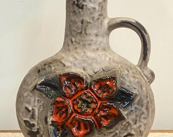 ヴィンテージ CARSTENS KERAMIK 赤と黒の花瓶 194 14 西ドイツ陶器