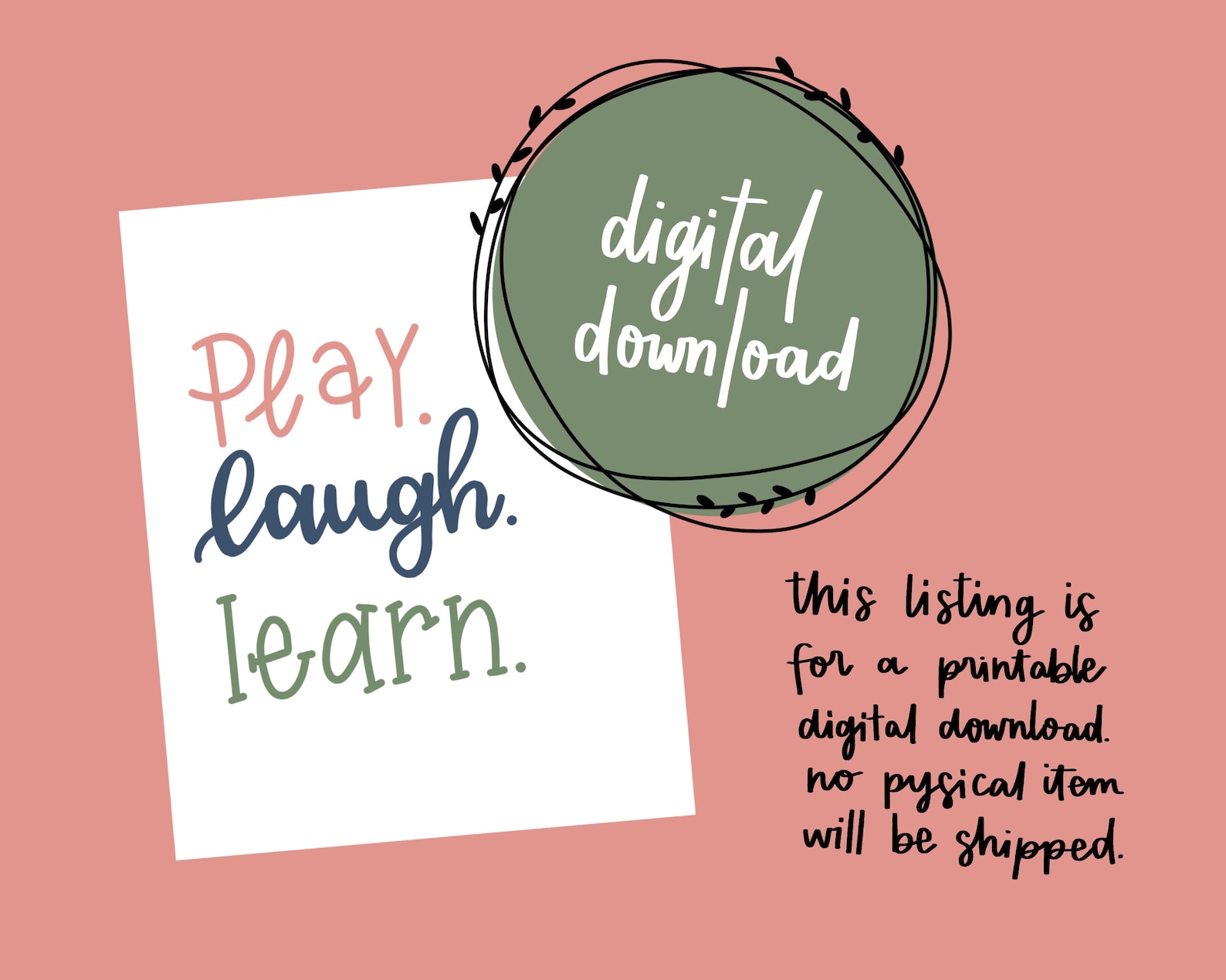 Play Laugh Learn Digital Print Printable Wall Art Playroom  Etsy