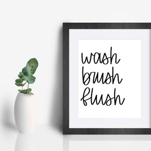 Wash Brush Flush Digital Print | Printable Wall Art | Home Decor | Bathroom Decor | Art Print | Digital Download | Farmhouse Bathroom