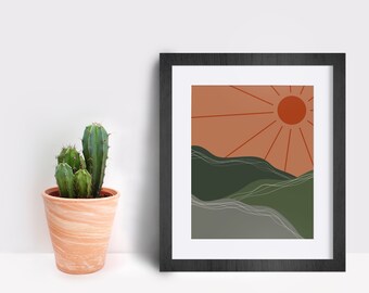 Mountain Abstract Digital Print | Art mural imprimable | Décor maison | Terre cuite | Impression d’art minimaliste | Téléchargement numérique | Décor boho