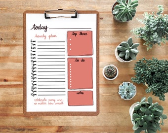 Hourly Daily Planner Page Printable | Hourly Planner | Productivity | Hourly Planner | Instant Download | Daily Organizer | Daily Agenda