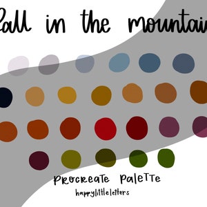 Fall in the Mountains Procreate Color Palette | Instant Download | Color Palette for Procreate| Fall | iPad Pro Art | Digital Color Palette