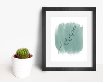 Green Watercolor Leaves Digital Print | Printable Wall Art | Home Decor | Office Decor | Art Print | Digital Download | Abstract Art