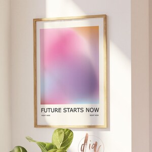 Positive Aura Print, Affirmation Poster, Pastel Retro Gradient Art, Aura Energy, Manifestation Print, Grainy Gradient, Aesthetic Room Decor