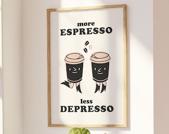 Retro Kaffee Poster, Digitaldruck, Retro Küche Druck, Kaffee Zitat, 70er Retro Kunst, Kaffee Liebhaber herunterladbare Kunst, Retro Cartoon Charakter