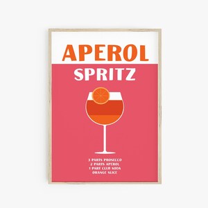Aperol Spritz Poster, Cocktail Art Print, Alkohol Wandkunst, Maximalist Decor, Bar Cart Print, Cocktail Poster, Preppy Poster, Drink Recipe